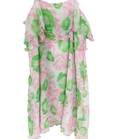 Ganni Floral Pleated Layered Mini Dress Pink and Green Size S NWT - Picture 7 of 16